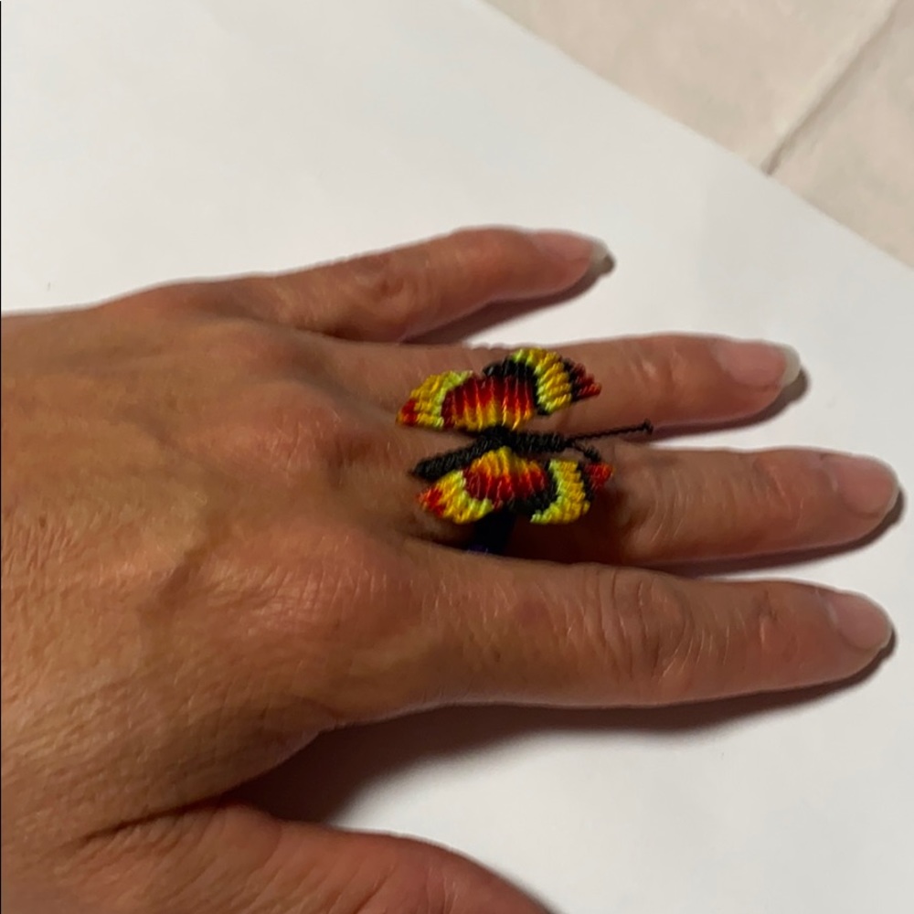 Macrame butterfly ring